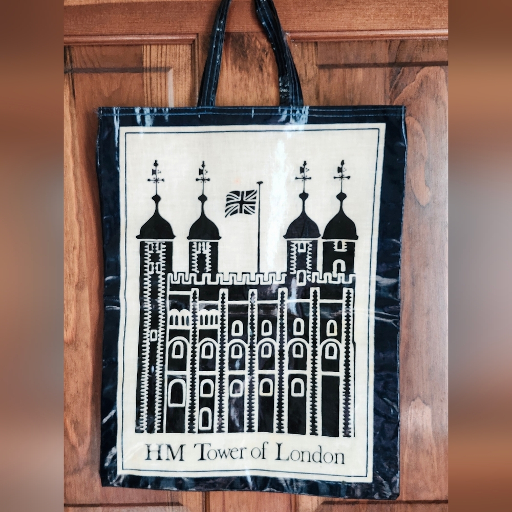 Tower of London Tote Bag Vintage Block Print 18 X 14 Inches